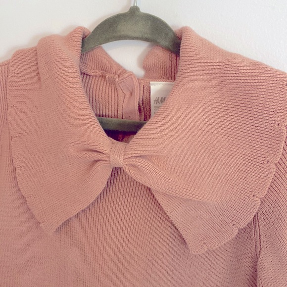H&M Mauve Pink Knit Bow Dress. Size 18 months. New w/o tags. - Picture 2 of 4